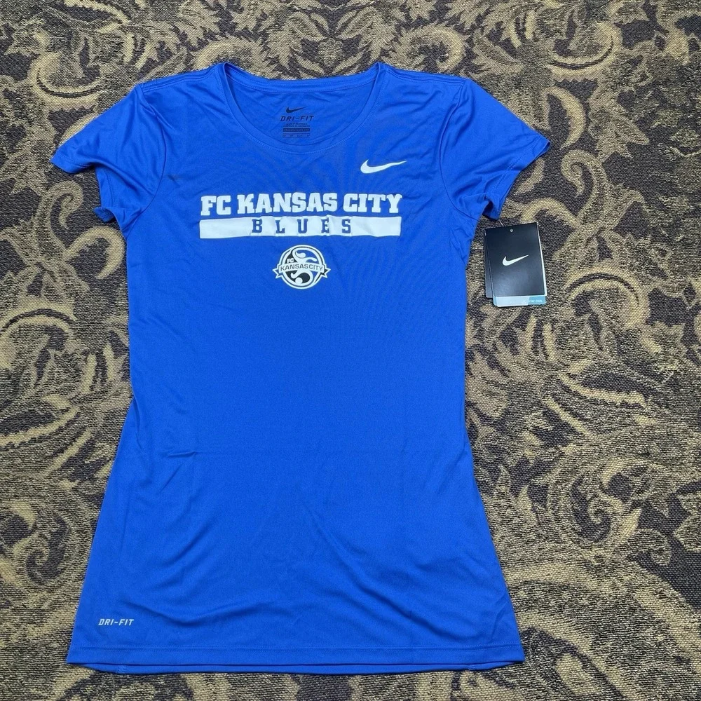 Nike Dri-FIT FC Kansas City Soccer women's Blue t-shirt Size XS New